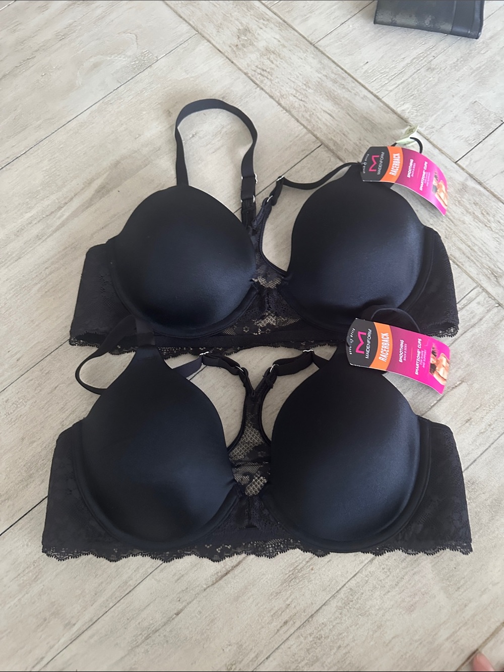 NWT Bundle Maidenform 34B Black Racerback Smoothing Front clasp bra